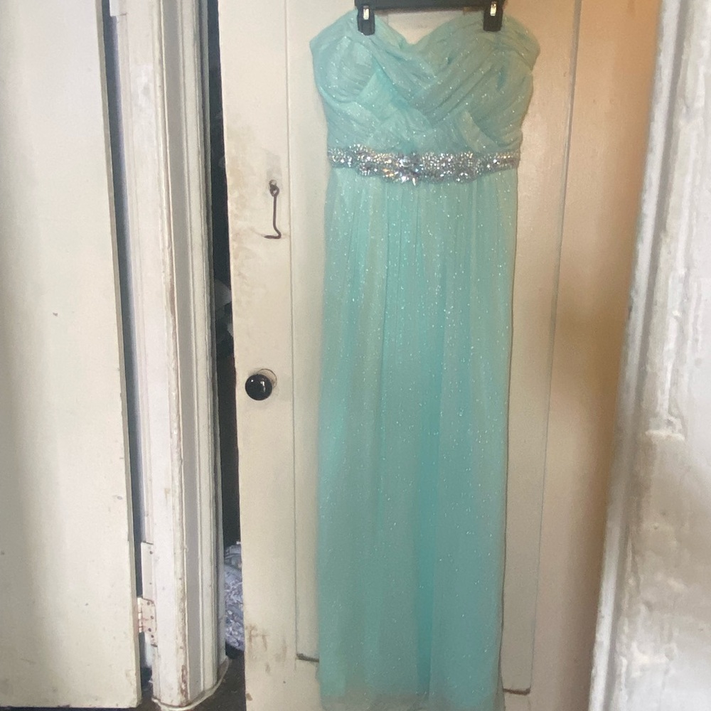 Elegant Aqua Kids Dress with Sparkle Detail